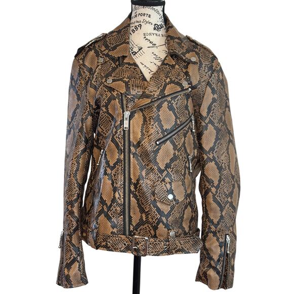 Straight To Hell Commando Vegan Leather Snake Print Moto Jacket size 38 Medium - Picture 1 of 10